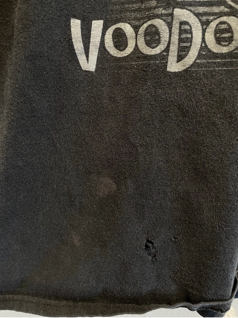 New Orleans Voodoo Jazz Off The Shoulder Tee Womens L Grunge Distressed Shirt - Picture 7 of 10
